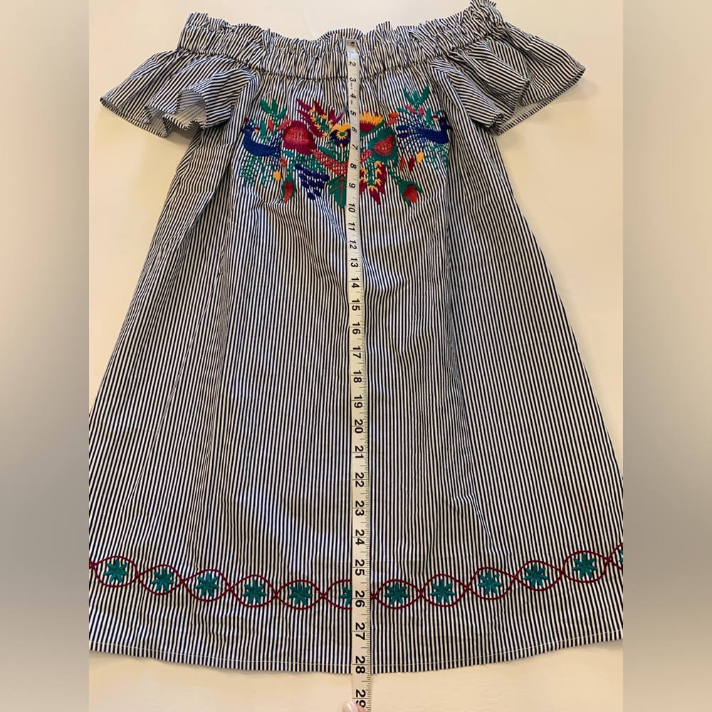 Stripe Embroidered Boho Off  Shoulder Tunic Dress, M, Judith March (bin L) - Picture 7 of 8